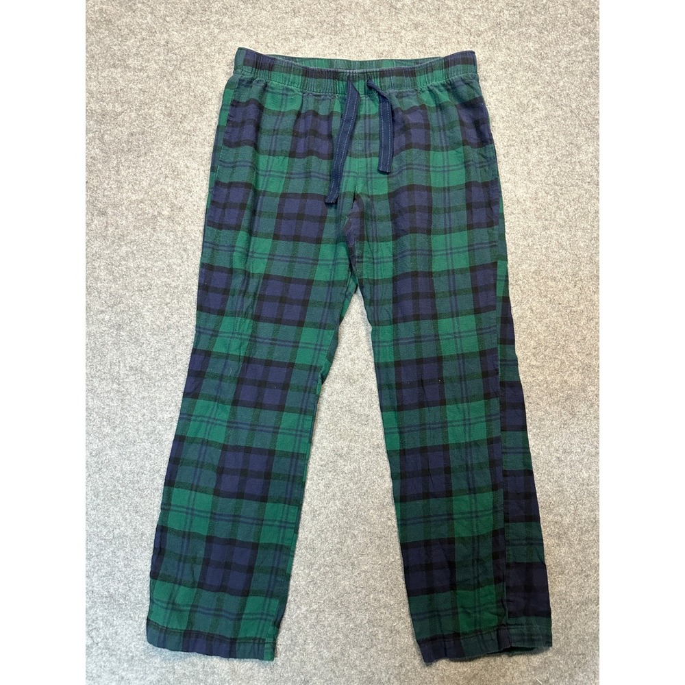 Old Navy Flannel Pajama Pants Medium Green Navy Plaid Drawstring Cotton